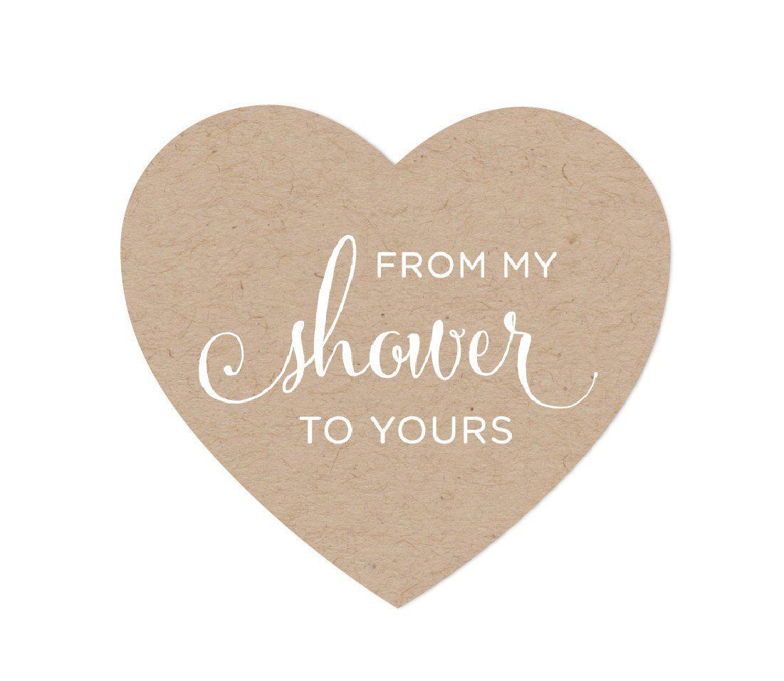 From My Shower to Yours Heart Label Stickers, Kraft Brown-Set of 75-Andaz Press-