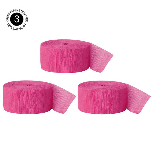 Fuchsia Crepe Paper Streamer Hanging Decorative Kit-Set of 3-Andaz Press-