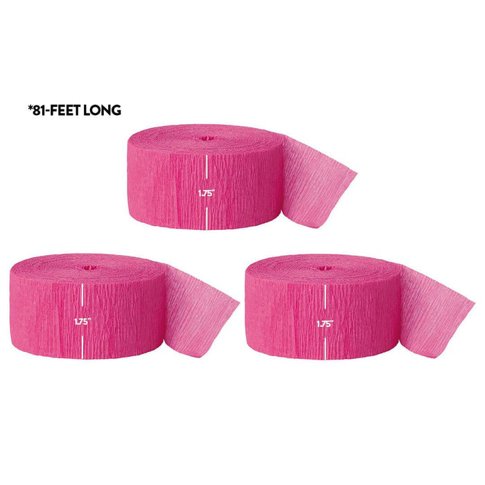 Fuchsia Crepe Paper Streamer Hanging Decorative Kit-Set of 3-Andaz Press-