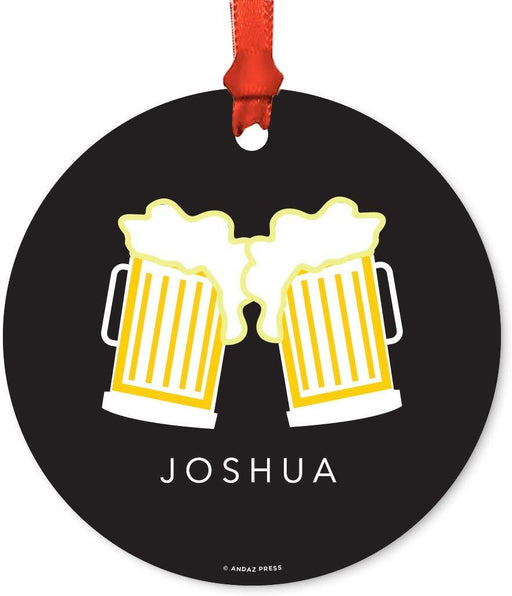 Fully Personalized Metal Christmas Ornament Beer Mug-Set of 1-Andaz Press-