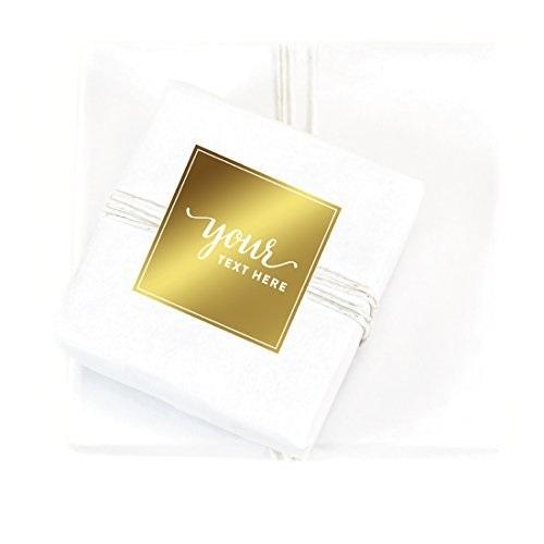 Fully Personalized Metallic Gold Ink Square Label Stickers-Set of 40-Andaz Press-