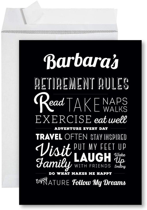 Funny Custom Jumbo Retirement Card With Envelope, Farewell Office-Set of 1-Andaz Press-Custom Retirement Rules-