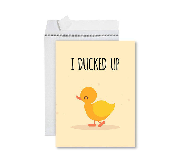 Funny I'm Sorry Jumbo Card Blank I'm Sorry Greeting Card with Envelope-Set of 1-Andaz Press-I Ducked Up-