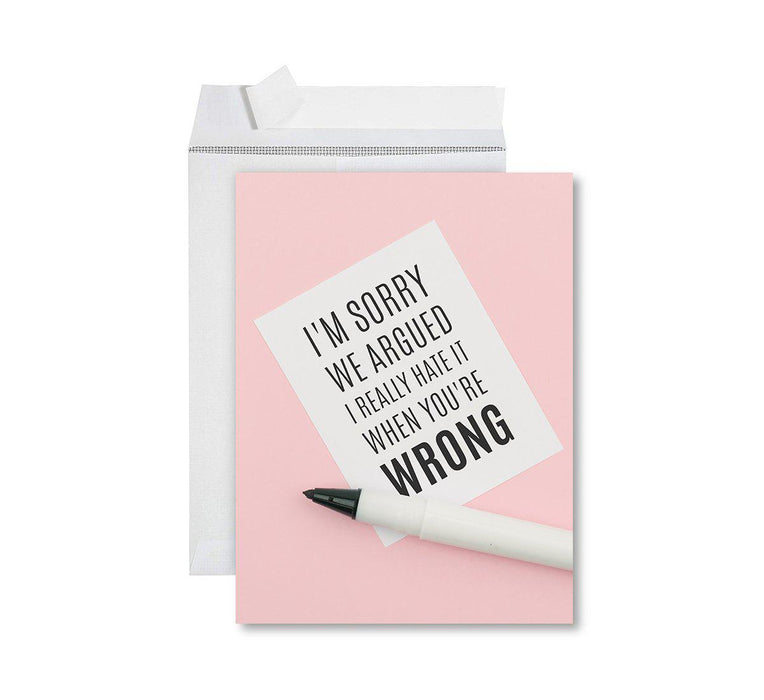 Funny I'm Sorry Jumbo Card Blank I'm Sorry Greeting Card with Envelope-Set of 1-Andaz Press-I Really Hate It When You're Wrong-