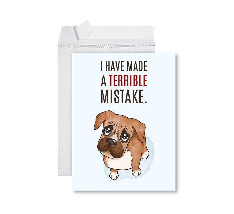 Funny I'm Sorry Jumbo Card Blank I'm Sorry Greeting Card with Envelope-Set of 1-Andaz Press-Made a Terrible Mistake-