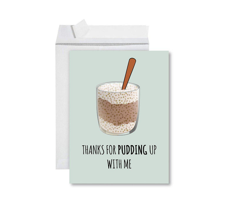 Funny I'm Sorry Jumbo Card Blank I'm Sorry Greeting Card with Envelope-Set of 1-Andaz Press-Thanks For Pudding Up With Me-