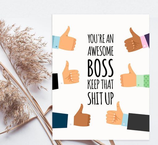 Funny National Boss's Day Jumbo Card, Blank Greeting Card with Envelope-Set of 1-Andaz Press-Awesome Boss-