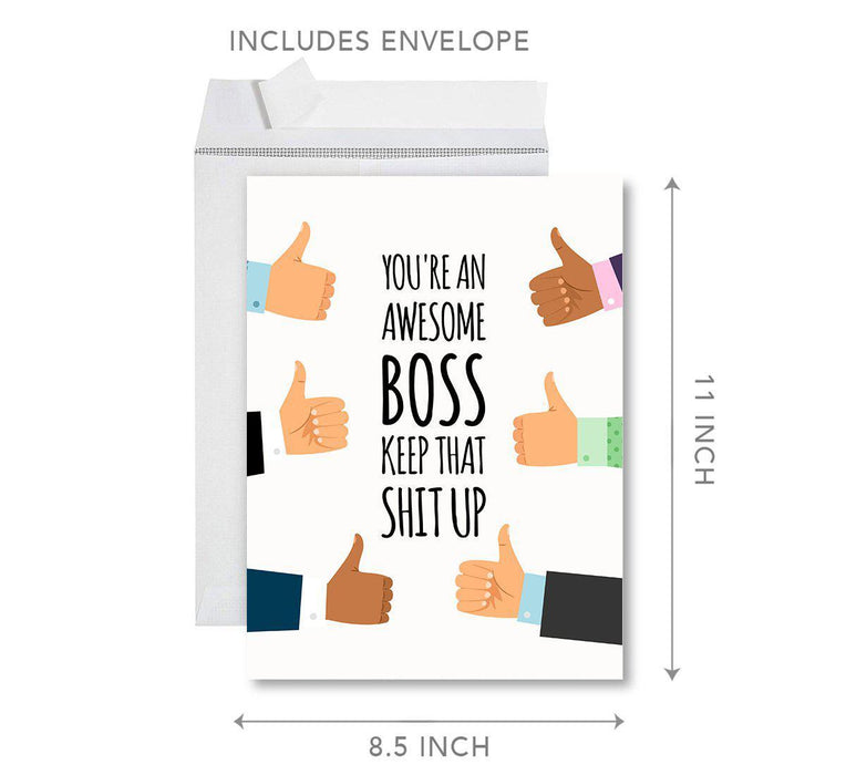 Funny National Boss's Day Jumbo Card, Blank Greeting Card with Envelope-Set of 1-Andaz Press-Awesome Boss-