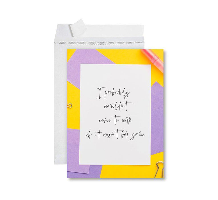 Funny National Boss's Day Jumbo Card, Blank Greeting Card with Envelope-Set of 1-Andaz Press-If it Wasn't For You Sticky Notes-