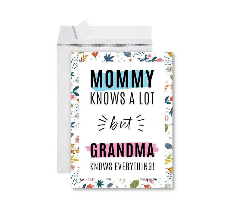 Funny National Grandparents Day Jumbo Card, Blank Greeting Card with Envelope-Set of 1-Andaz Press-Grandma Knows Everything-