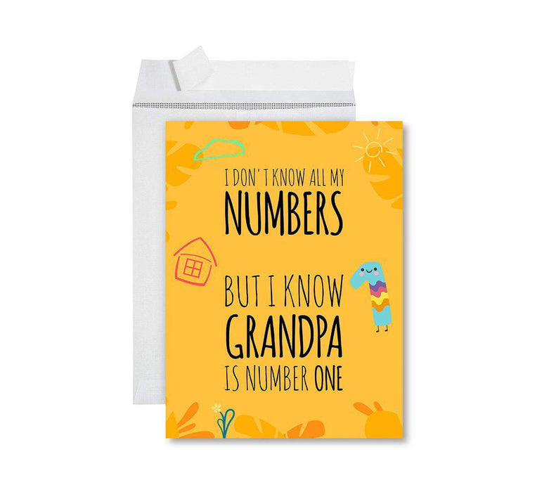 Funny National Grandparents Day Jumbo Card, Blank Greeting Card with Envelope-Set of 1-Andaz Press-Grandpa Is Number One-