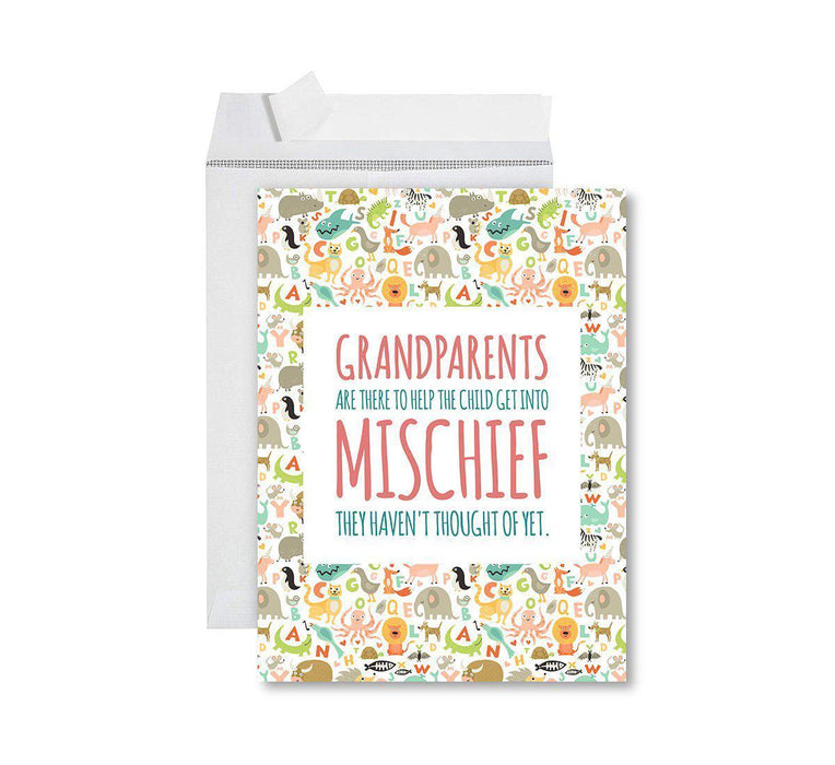 Funny National Grandparents Day Jumbo Card, Blank Greeting Card with Envelope-Set of 1-Andaz Press-Grandparents and Mischief-