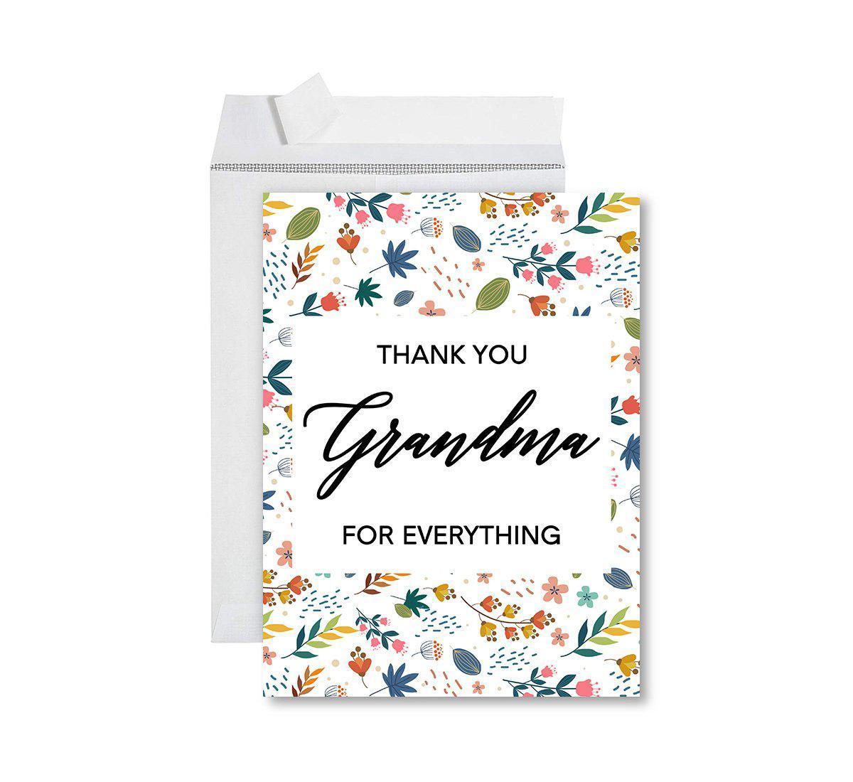 Funny National Grandparents Day Jumbo Card, Blank Greeting Card with Envelope-Set of 1-Andaz Press-Thank You Grandma-