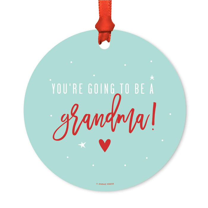 Funny Pregnancy Round Metal Christmas Ornaments, Includes Ribbon and Gift Bag-Set of 1-Andaz Press-Grandma Going To Be-