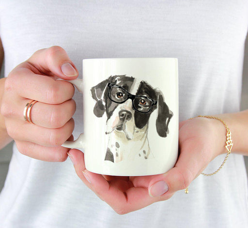 Funny Preppy Dog Art Coffee Mug-Set of 1-Andaz Press-English Pointer in Black Glasses-