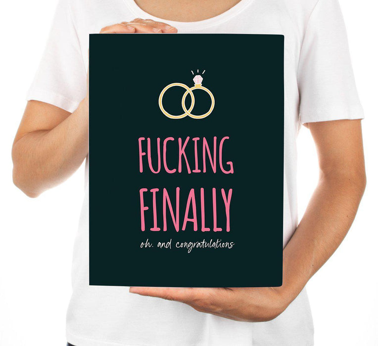 Funny Wedding Jumbo Card, Blank Congratulations Greeting Card with Envelope-Set of 1-Andaz Press-Fucking Finally-