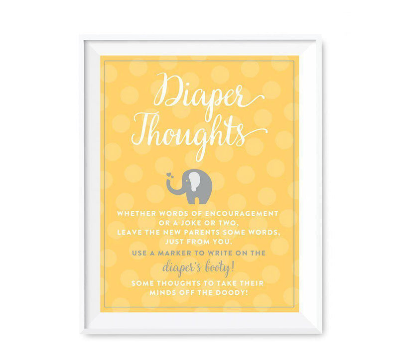 Gender Neutral Elephant Diaper Thoughts Fun Activities-Set of 1-Andaz Press-Diaper Thoughts-