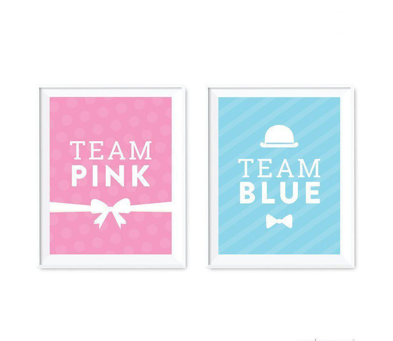 Gender Reveal Baby Shower Team Pink/Blue Party Signs, 2-Pack-Set of 2-Andaz Press-