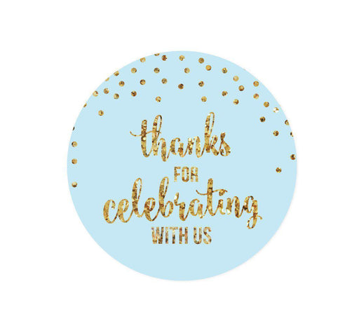 Gold Glitter 1st Birthday Round Circle Label Stickers-Set of 40-Andaz Press-Light Blue-