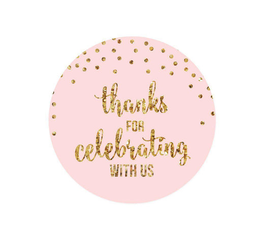 Gold Glitter 1st Birthday Round Circle Label Stickers-Set of 40-Andaz Press-Pink-