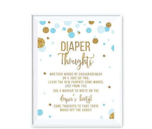 Gold Glitter Baby Shower Diaper Thoughts Party Sign-Set of 1-Andaz Press-Baby Blue-