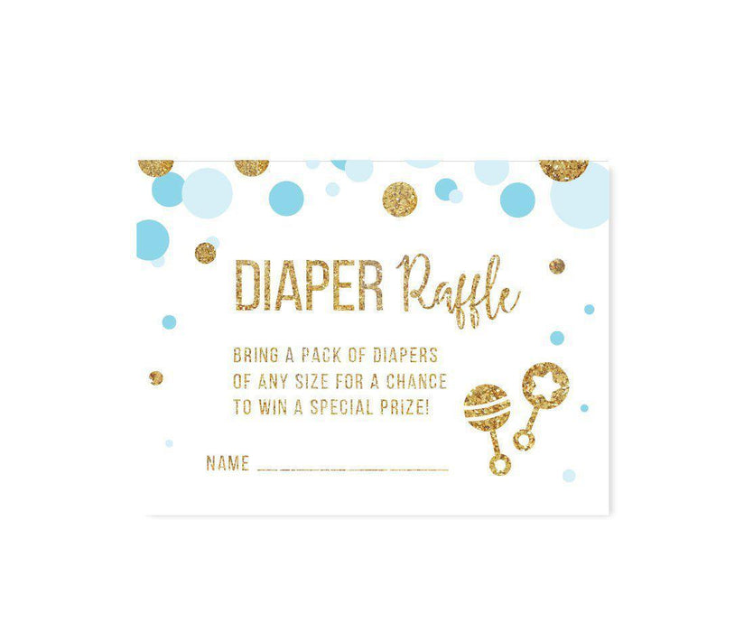 Gold Glitter Baby Shower Game Cards-Set of 30-Andaz Press-Baby Blue-Diaper Raffle Cards-