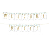 Gold Glitter Baby Shower Party Pennant Banner-Set of 1-Andaz Press-Baby Blue-