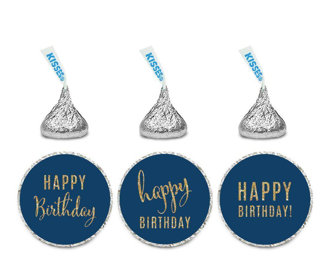 Gold Glitter Happy Birthday Hershey's Kisses Stickers