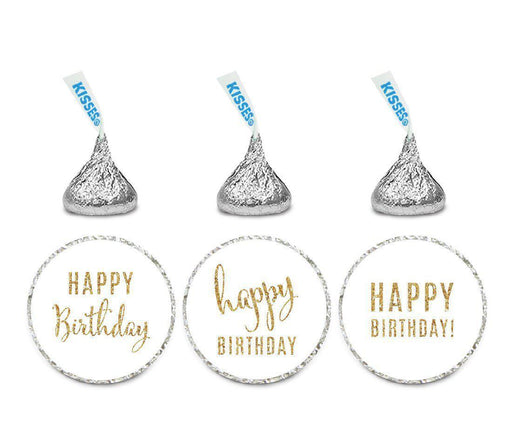 Gold Glitter Happy Birthday Hershey's Kisses Stickers-Set of 216-Andaz Press-White-