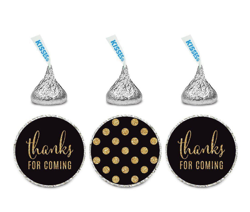 Gold Glitter Thanks Coming! Polka Dots Hershey's Kisses Stickers-Set of 216-Andaz Press-Black-