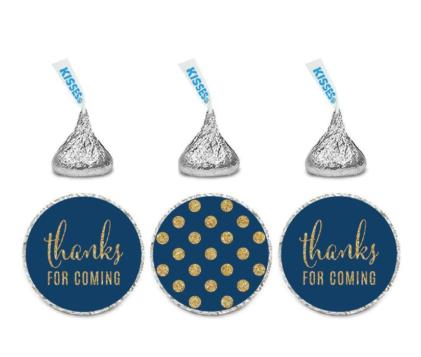 Gold Glitter Thanks Coming! Polka Dots Hershey's Kisses Stickers-Set of 216-Andaz Press-Navy Blue-