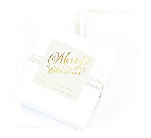 Gold Merry Christmas Square Gift Label Stickers-Set of 40-Andaz Press-