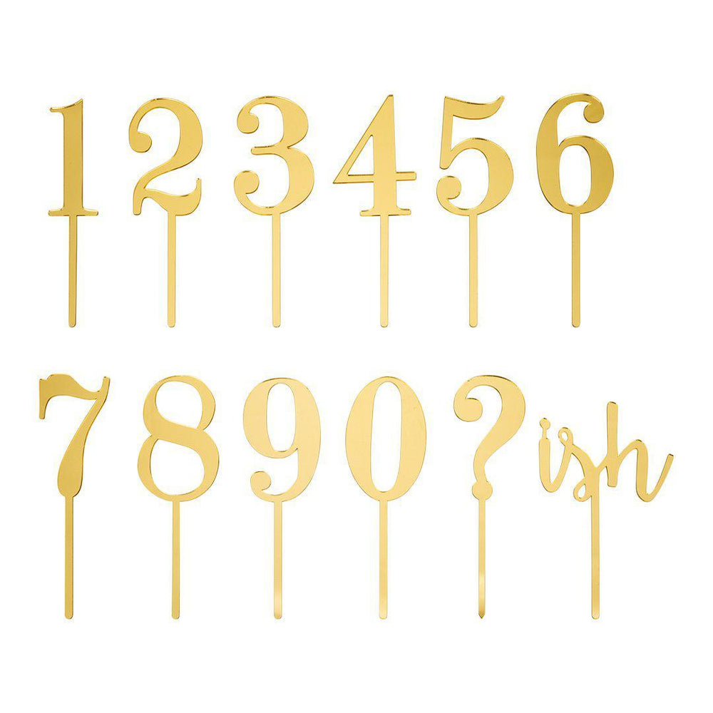 Number 0 to 9 Rhinestone Stickers, 1-Inch, 50-Count, Gold