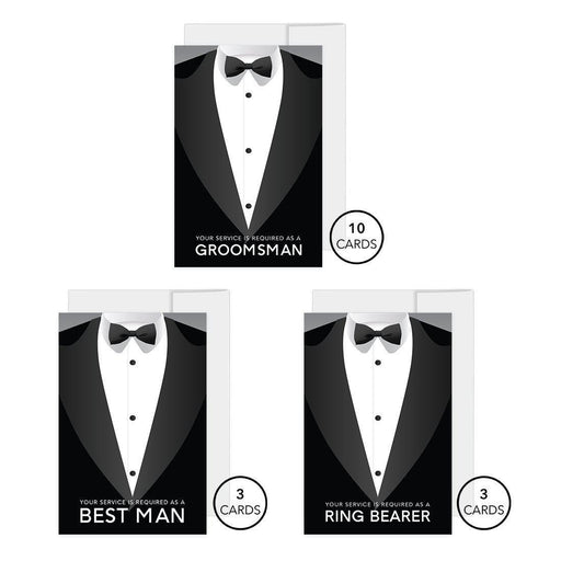 Groomsmen Proposal Cards with Envelopes, Your Service Is Required As A Groomsman-Set of 16-Andaz Press-Your Service Is Required-