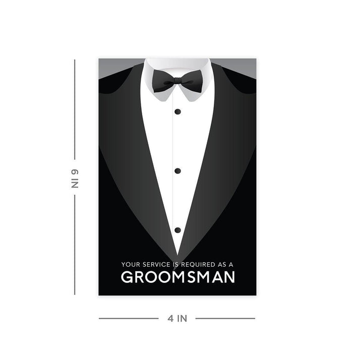 Groomsmen Proposal Cards with Envelopes, Your Service Is Required As A Groomsman-Set of 16-Andaz Press-Your Service Is Required-