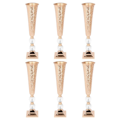 Hammered Metal Trumpet Vases-Set of 6-Koyal Wholesale-Copper-