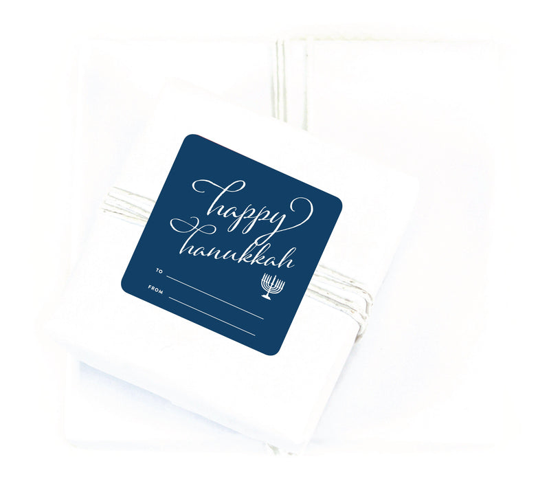 Happy Hanukkah Square Gift Label Stickers-Set of 40-Andaz Press-