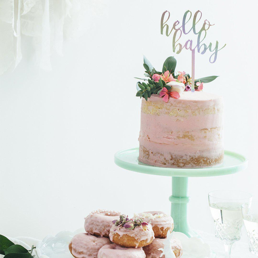 Hello Baby Mirror Acrylic Cake Toppers