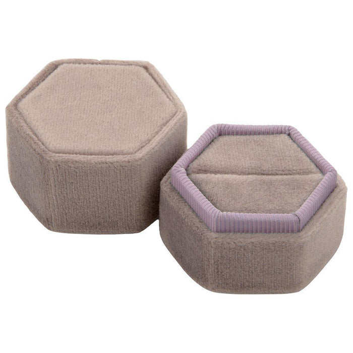 Hexagon Velvet Ring Box-Set of 1-Koyal Wholesale-Champagne-