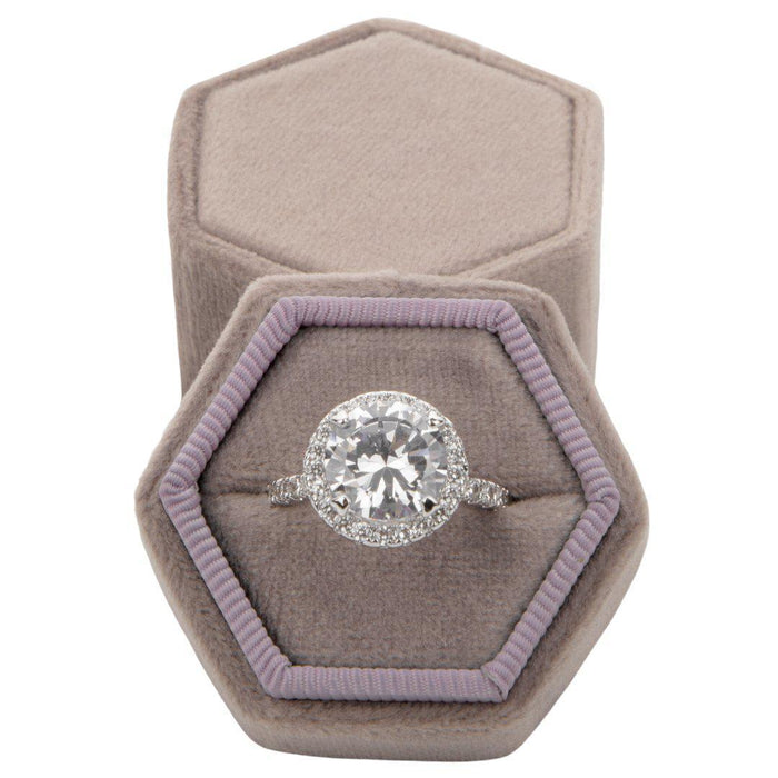 Hexagon Velvet Ring Box-Set of 1-Koyal Wholesale-Champagne-