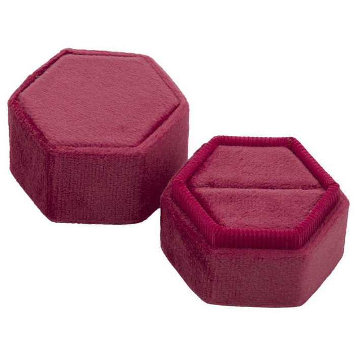 Hexagon Velvet Ring Box-Set of 1-Koyal Wholesale-Champagne-