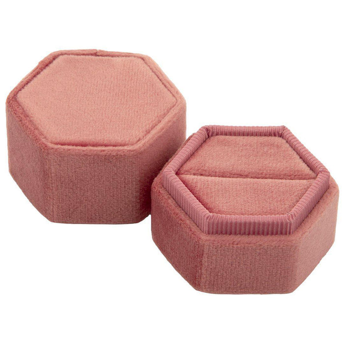 Hexagon Velvet Ring Box-Set of 1-Koyal Wholesale-Champagne-