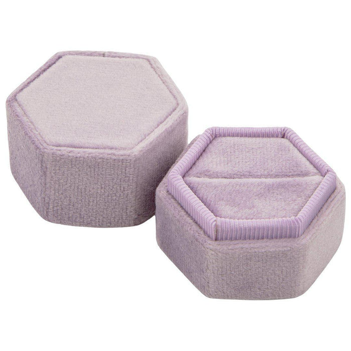 Hexagon Velvet Ring Box-Set of 1-Koyal Wholesale-Champagne-