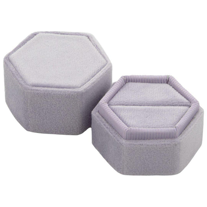 Hexagon Velvet Ring Box-Set of 1-Koyal Wholesale-Champagne-