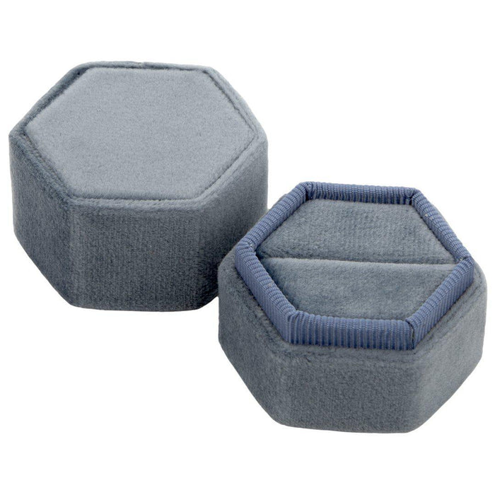 Hexagon Velvet Ring Box-Set of 1-Koyal Wholesale-Champagne-