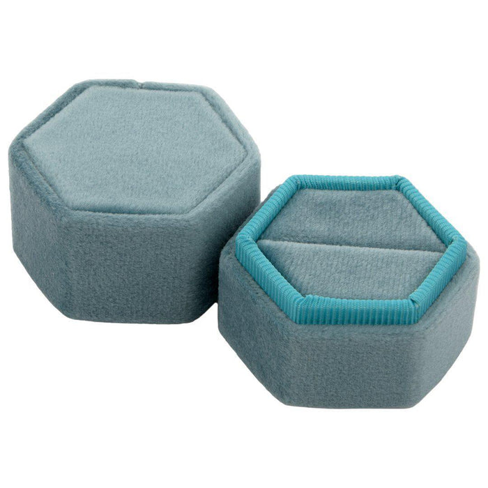 Hexagon Velvet Ring Box-Set of 1-Koyal Wholesale-Champagne-