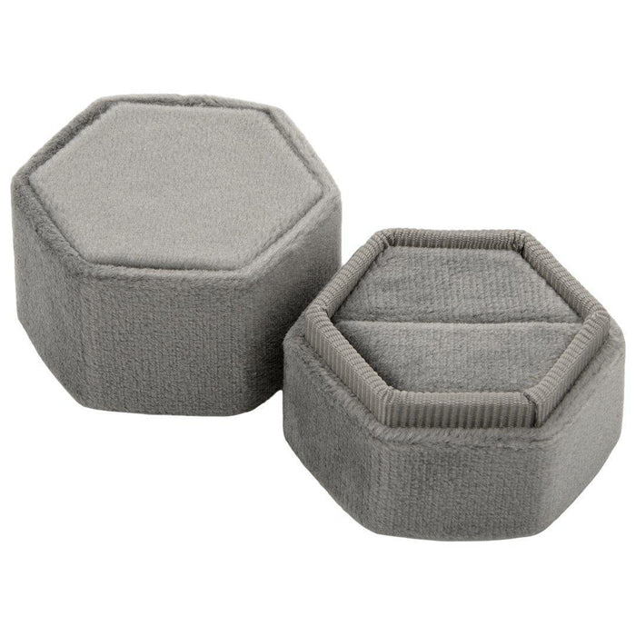 Hexagon Velvet Ring Box-Set of 1-Koyal Wholesale-Champagne-