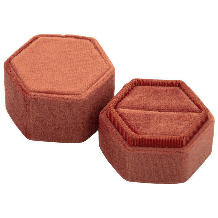 Hexagon Velvet Ring Box-Set of 1-Koyal Wholesale-Champagne-