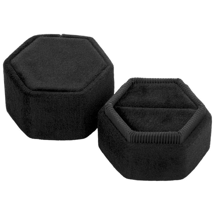 Hexagon Velvet Ring Box-Set of 1-Koyal Wholesale-Champagne-