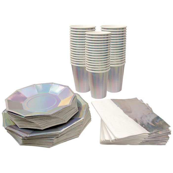 Iridescent Holographic Party Tableware Kit-Set of 50-Andaz Press-Iridescent-